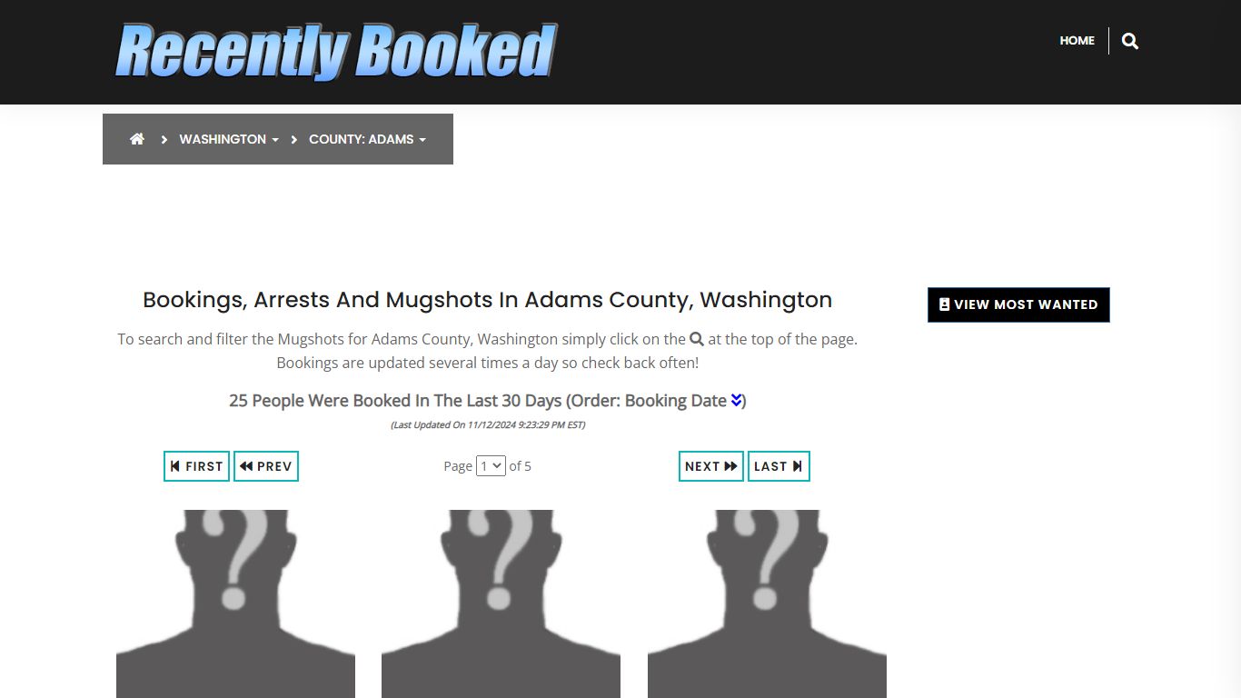 Bookings, Arrests and Mugshots in Adams County, Washington