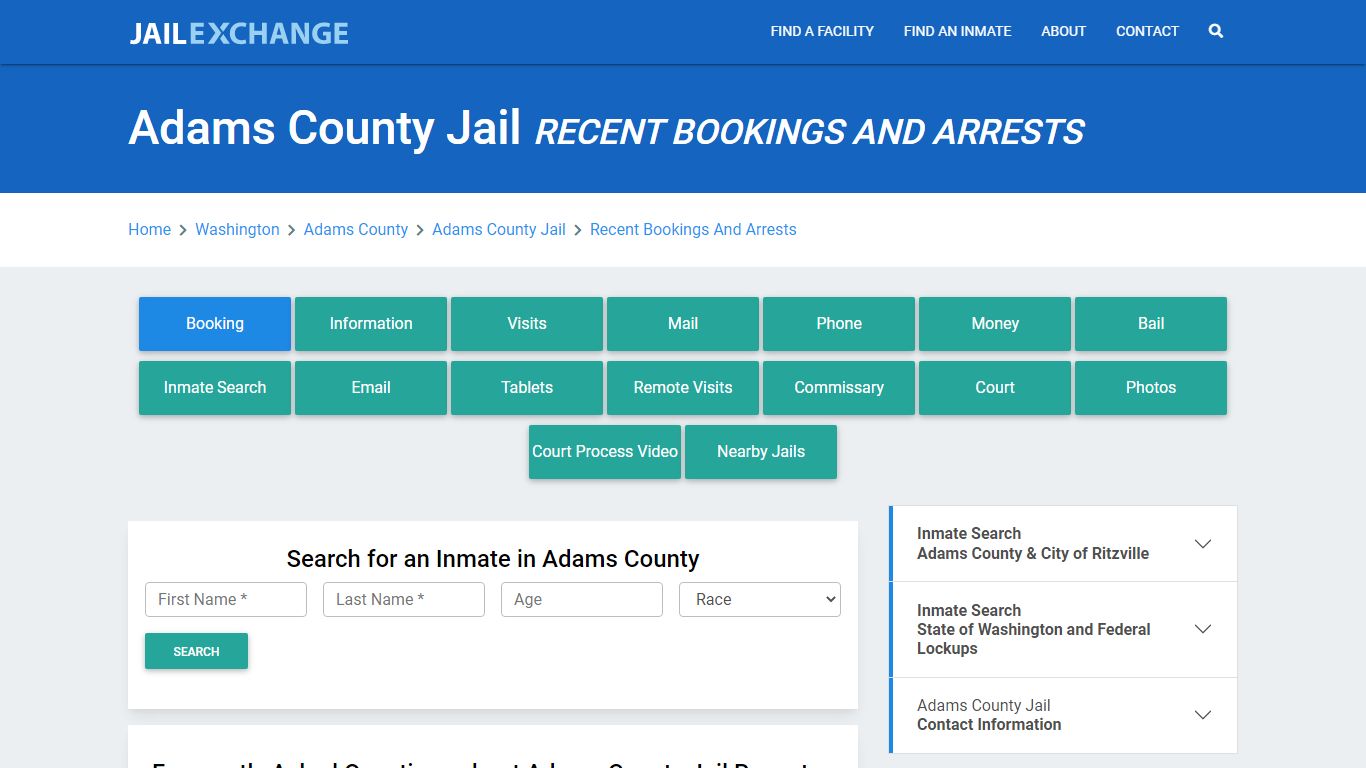 Adams County Jail Recent Bookings And Arrests - Jail Exchange