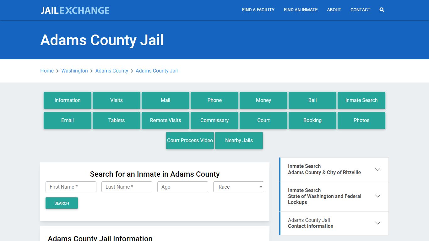 Adams County Jail Roster Lookup, WA, Inmate Search